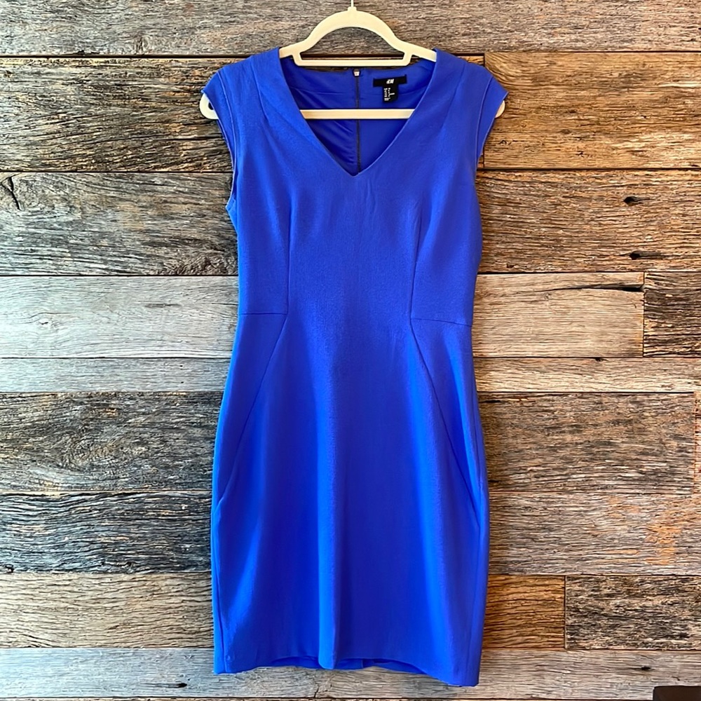 Vibrant blue slim dress - size 8
